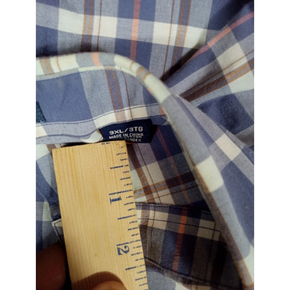 Tommy Bahama Men's Short Sleeve 3XL Coolmax Casual Button up Blue & Brown Plaid - Picture 6 of 9